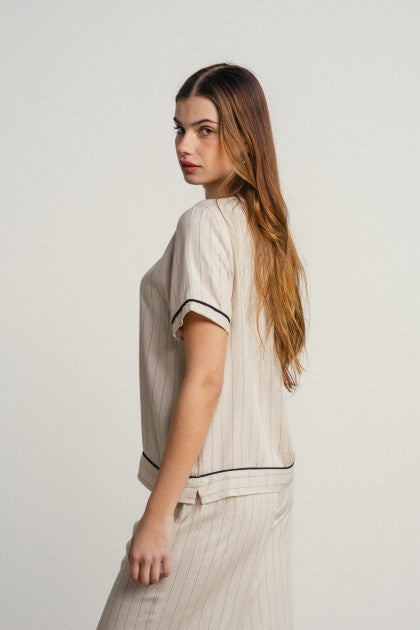 BLUSA DE RAYAS BEIGE