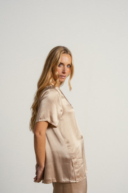 BLUSA CON CUELLO V CHAMPANG