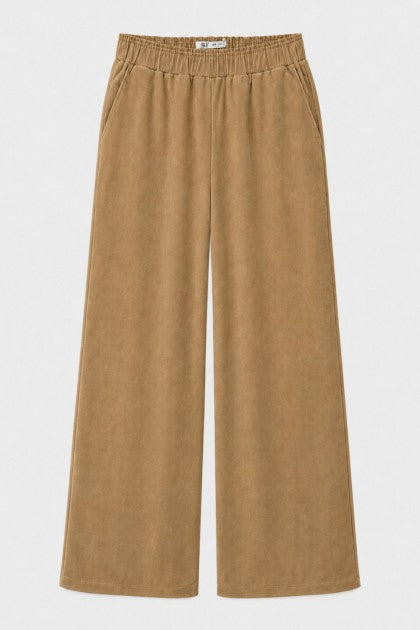 PANTALÓN PIERNA ANCHA CINTURA ELASTICA CAMEL