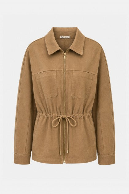 CHAQUETA CON CORDÓN AJUSTABLE CAMEL