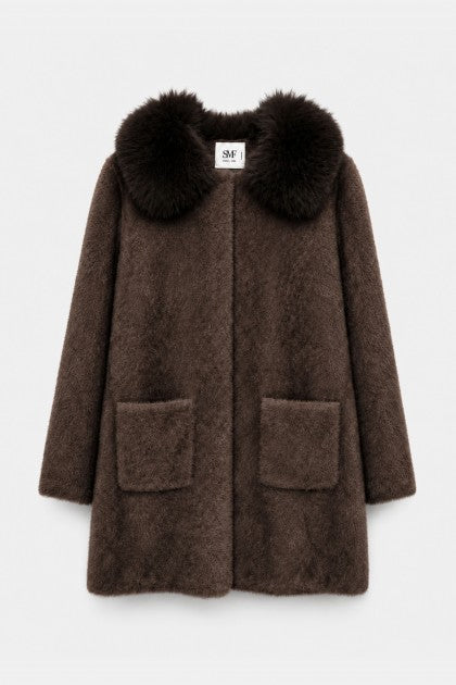 ABRIGO MARRÓN CUELLO PELO DESMONTABLE