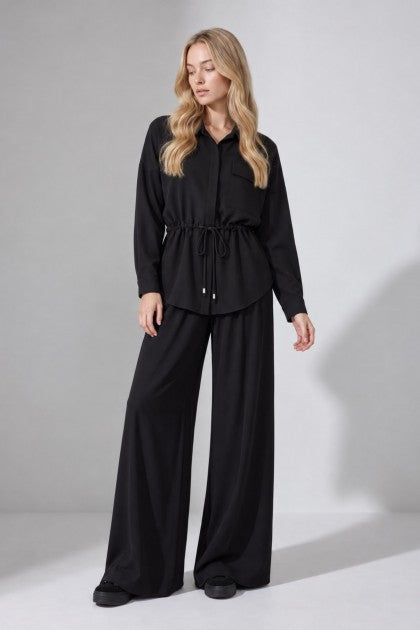 CONJUNTO CAMISA Y PANTALON FLUIDO NEGRO