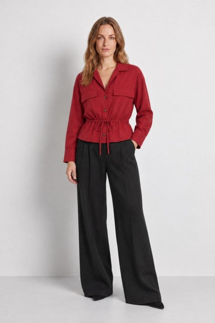 CAMISA CON CORDÓN AJUSTABLE BURDEOS ROJIZO