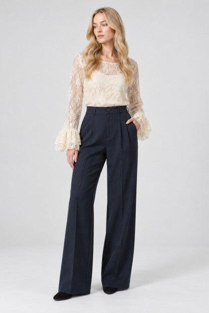 PANTALÓN PLISADO DE PIERNA ANCHA