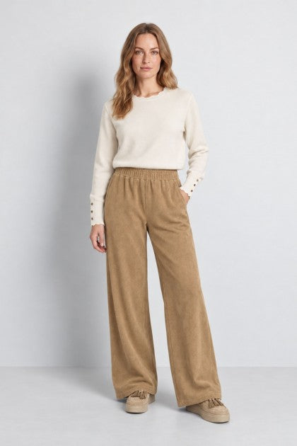 PANTALÓN PIERNA ANCHA CINTURA ELASTICA CAMEL