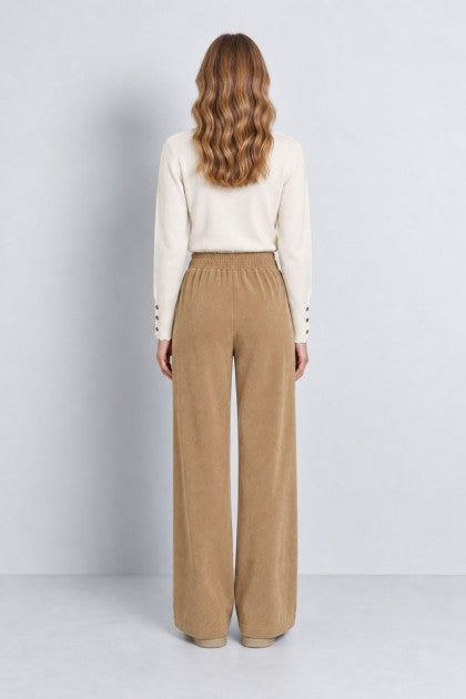 PANTALÓN PIERNA ANCHA CINTURA ELASTICA CAMEL
