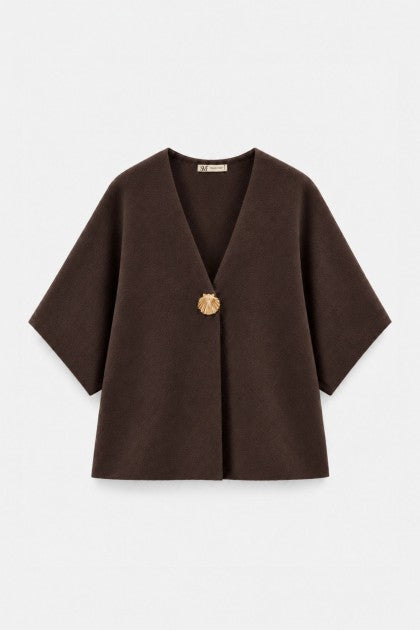 CHAQUETA DE PUNTO CON APLIQUE MARRON