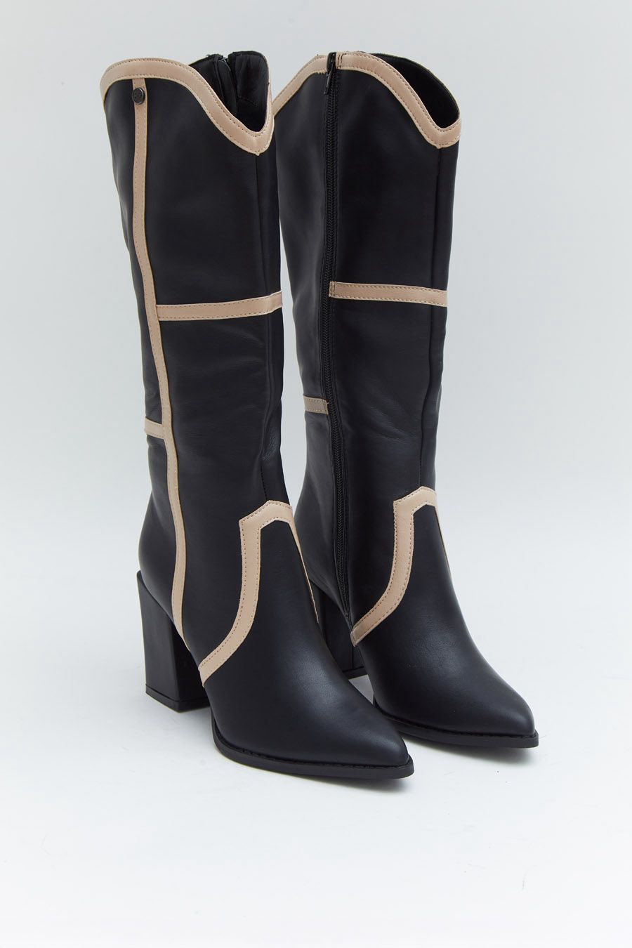 BOTA ALTA NEGRA COMBINADA
