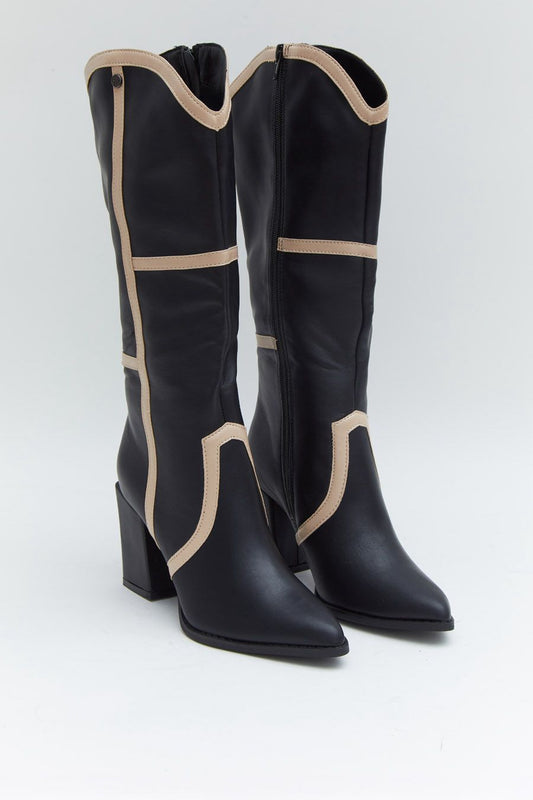 BOTA ALTA NEGRA COMBINADA
