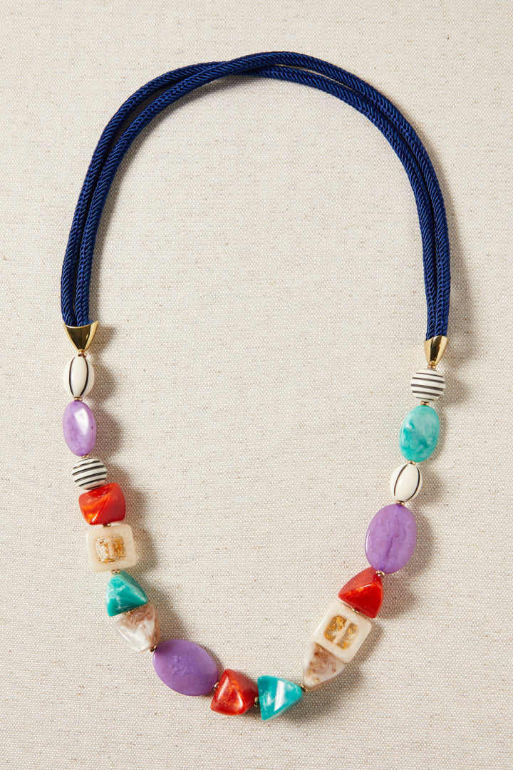 COLLAR CORDON MULTI PIEDRAS  VIOLETA