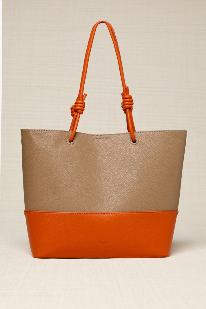 BOLSO BICOLOR PIEL ECOLOGICA NARANJA