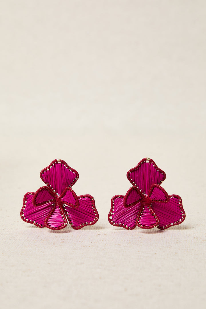 PENDIENTES FLOR BICOLOR FUCSIA