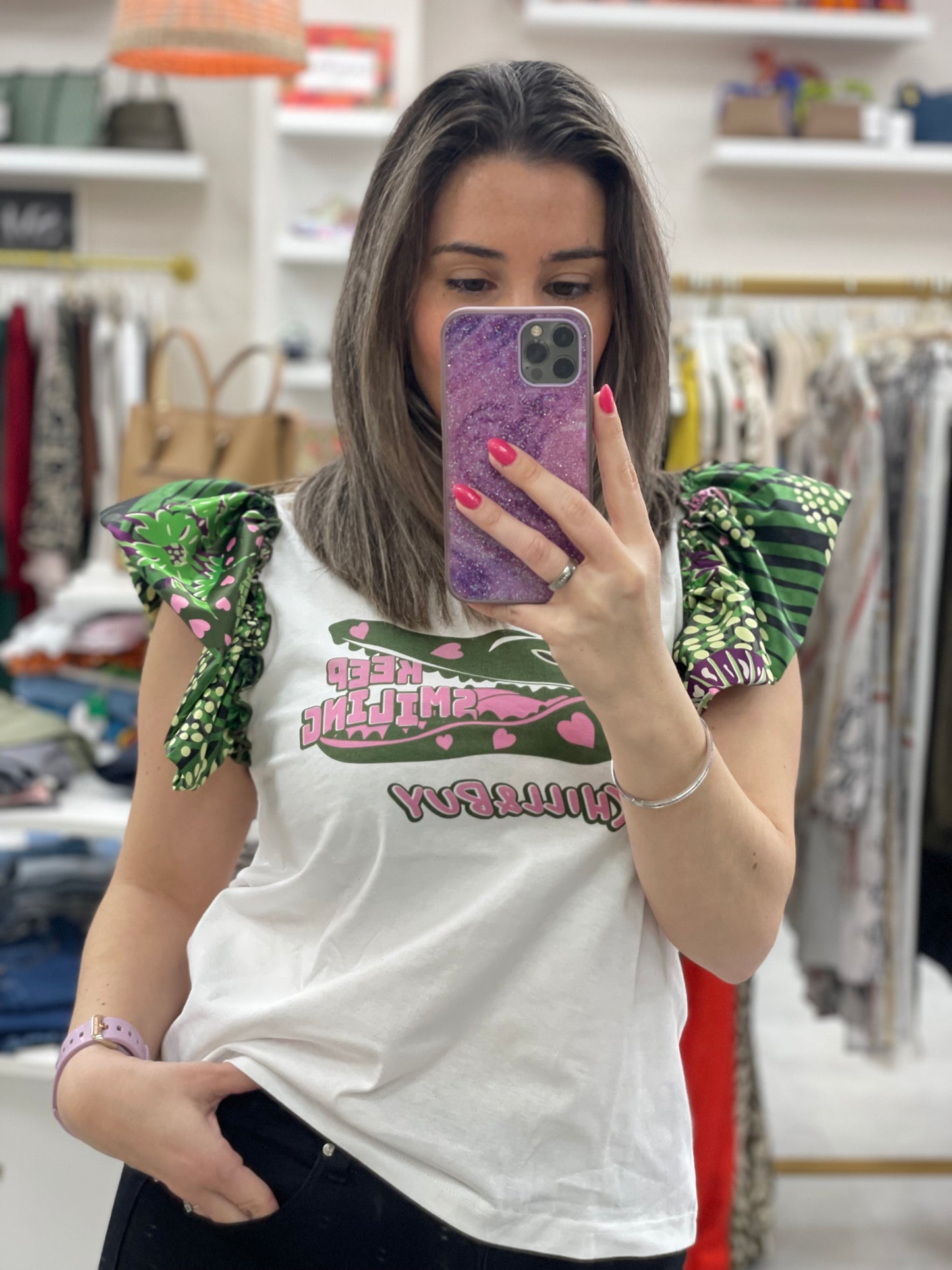 CAMISETA BLANCA COCODRILO CORAZONES