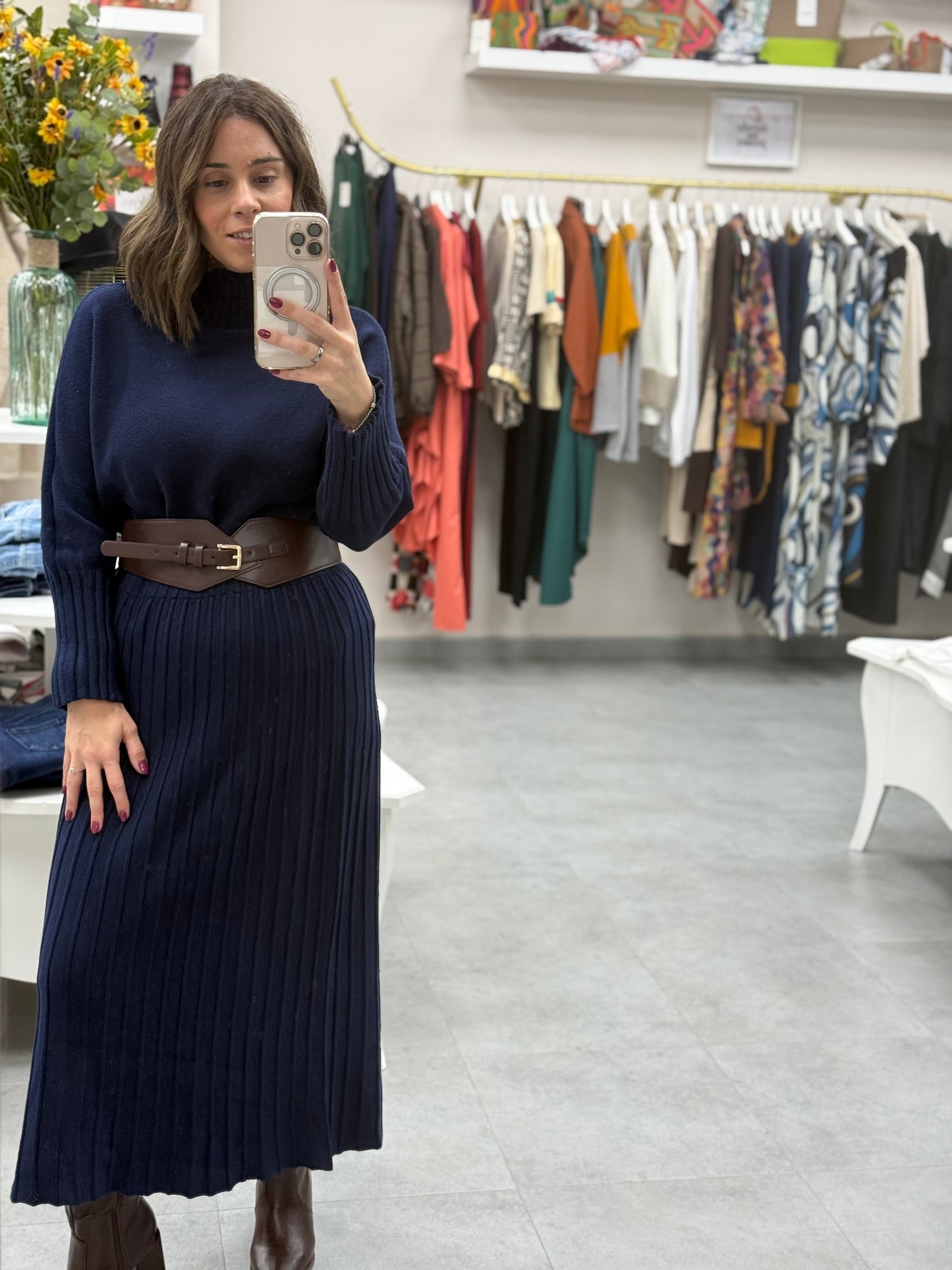 FALDA PUNTO RAYADO CINTURA ELASTICA