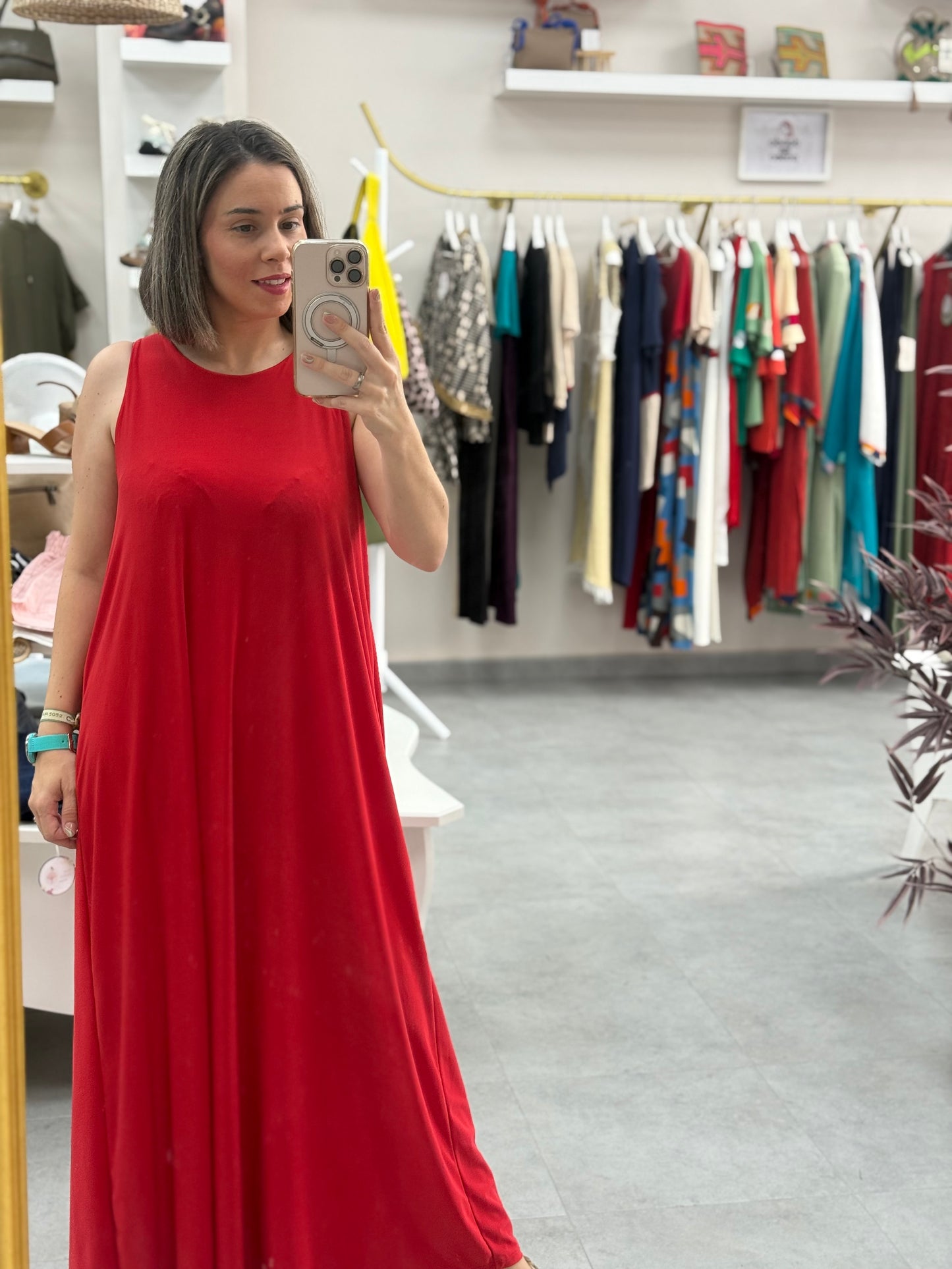 Vestido licra fría rojo