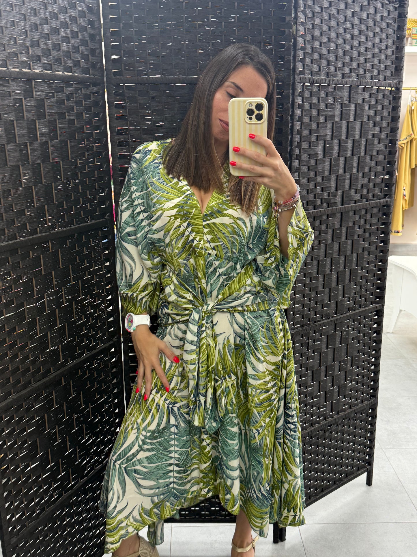 VESTIDO NUDO DULAAR NATURE TONOS VERDES