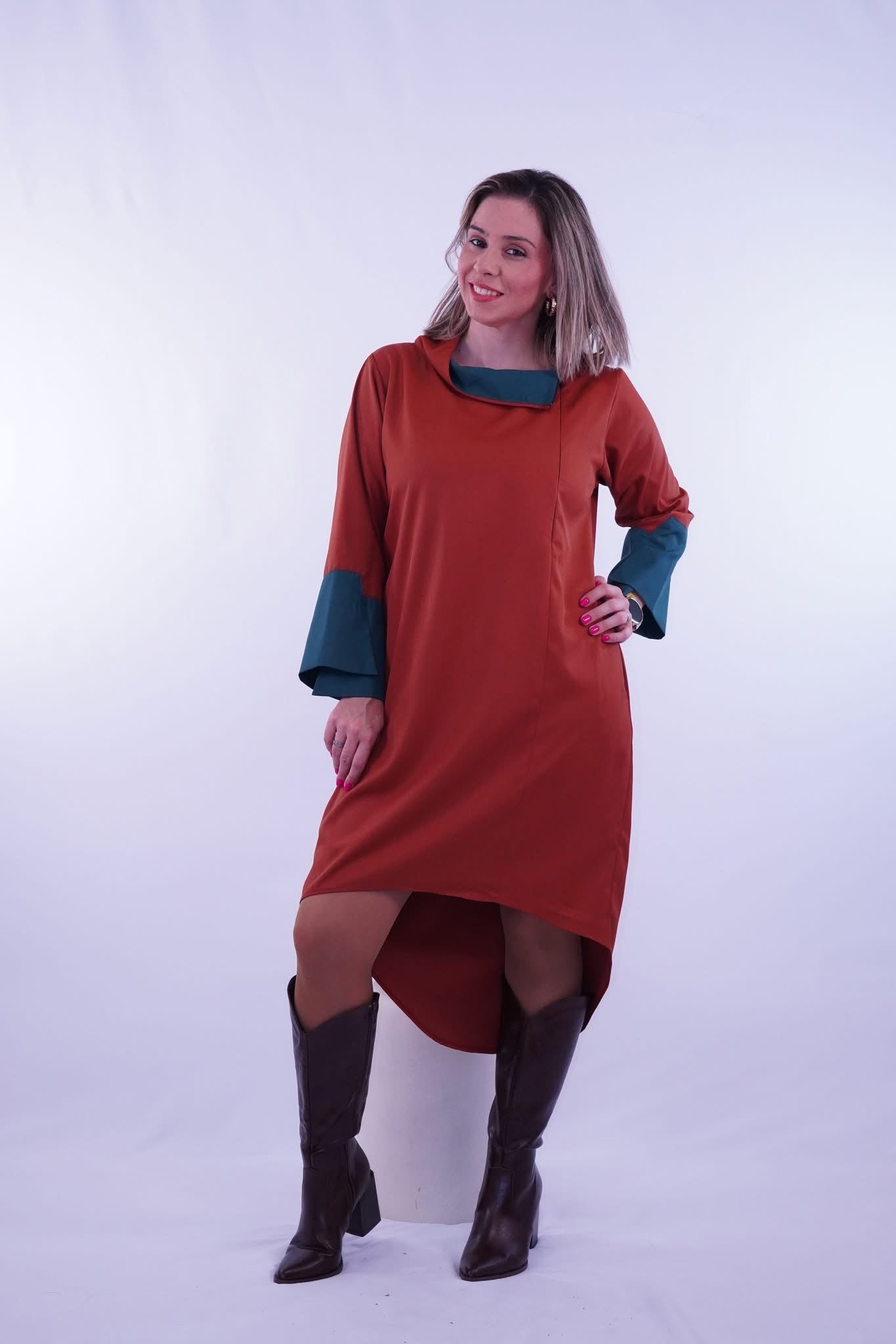 VESTIDO MIDI TEJA SAND