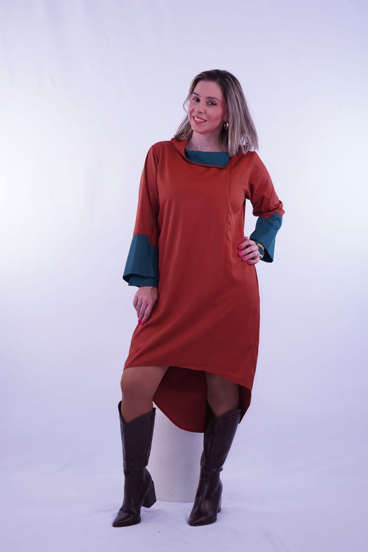 VESTIDO MIDI TEJA SAND