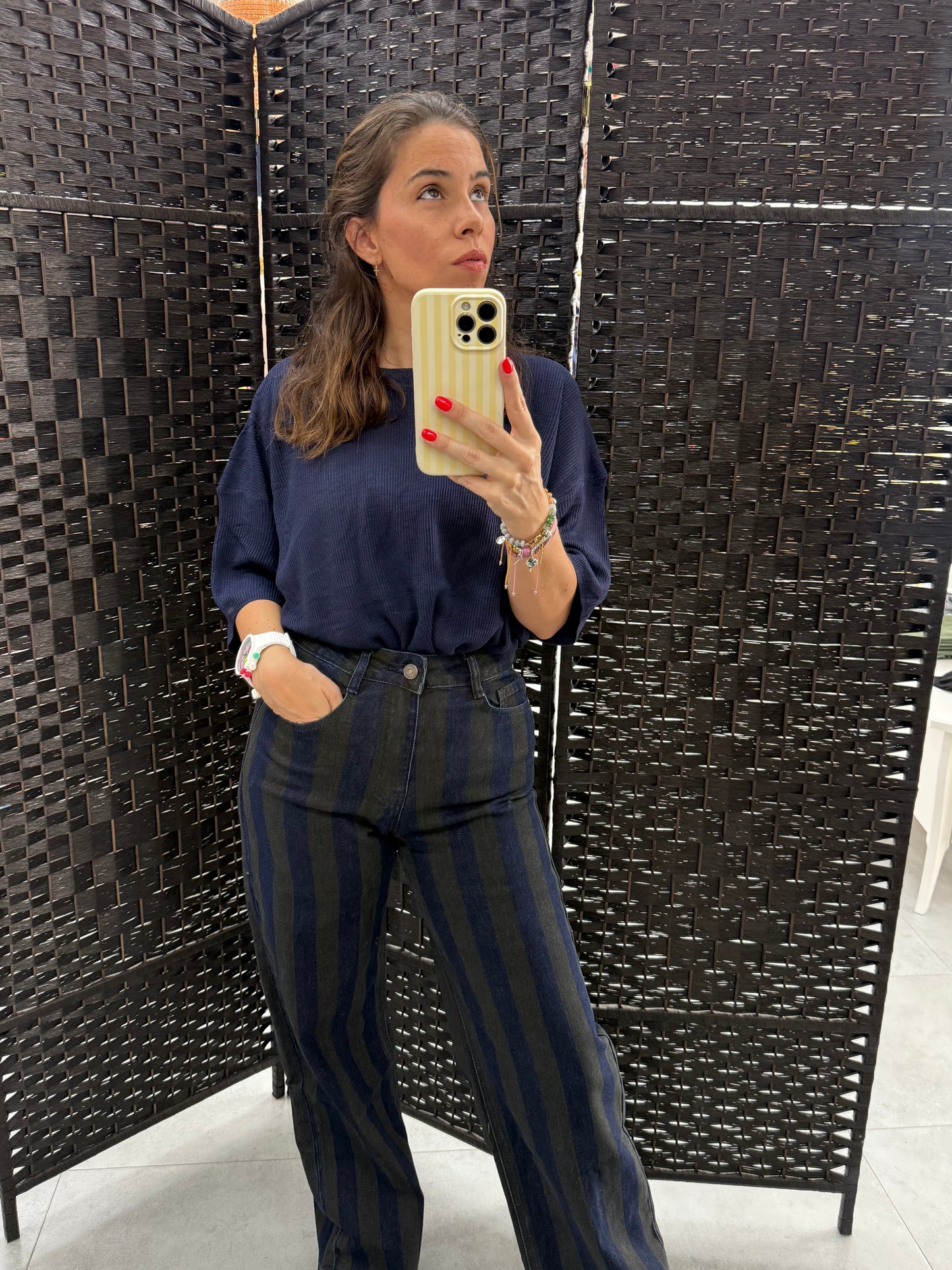 PANTALON VAQUERO RAYAS MARINO