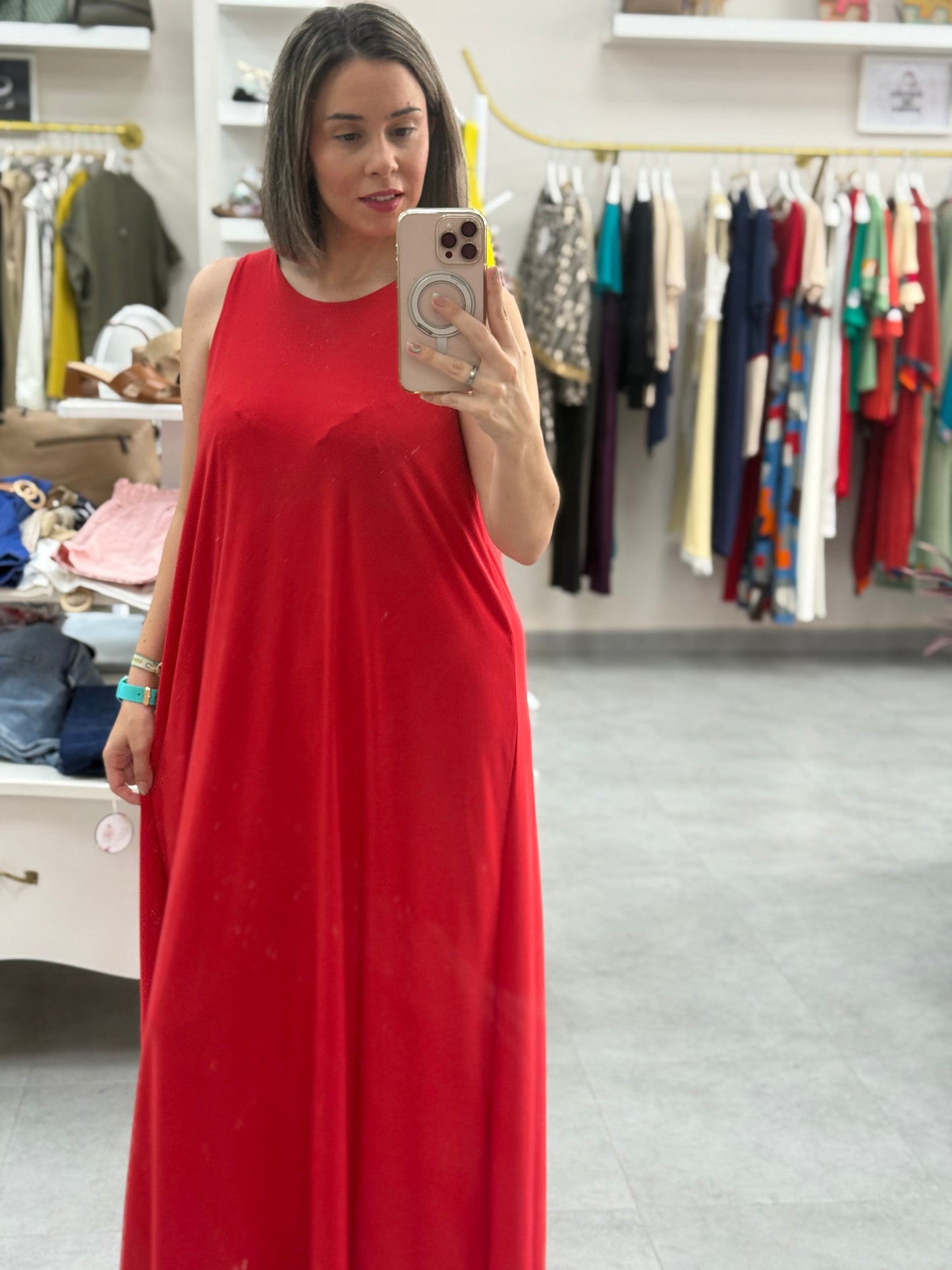 Vestido licra fría rojo