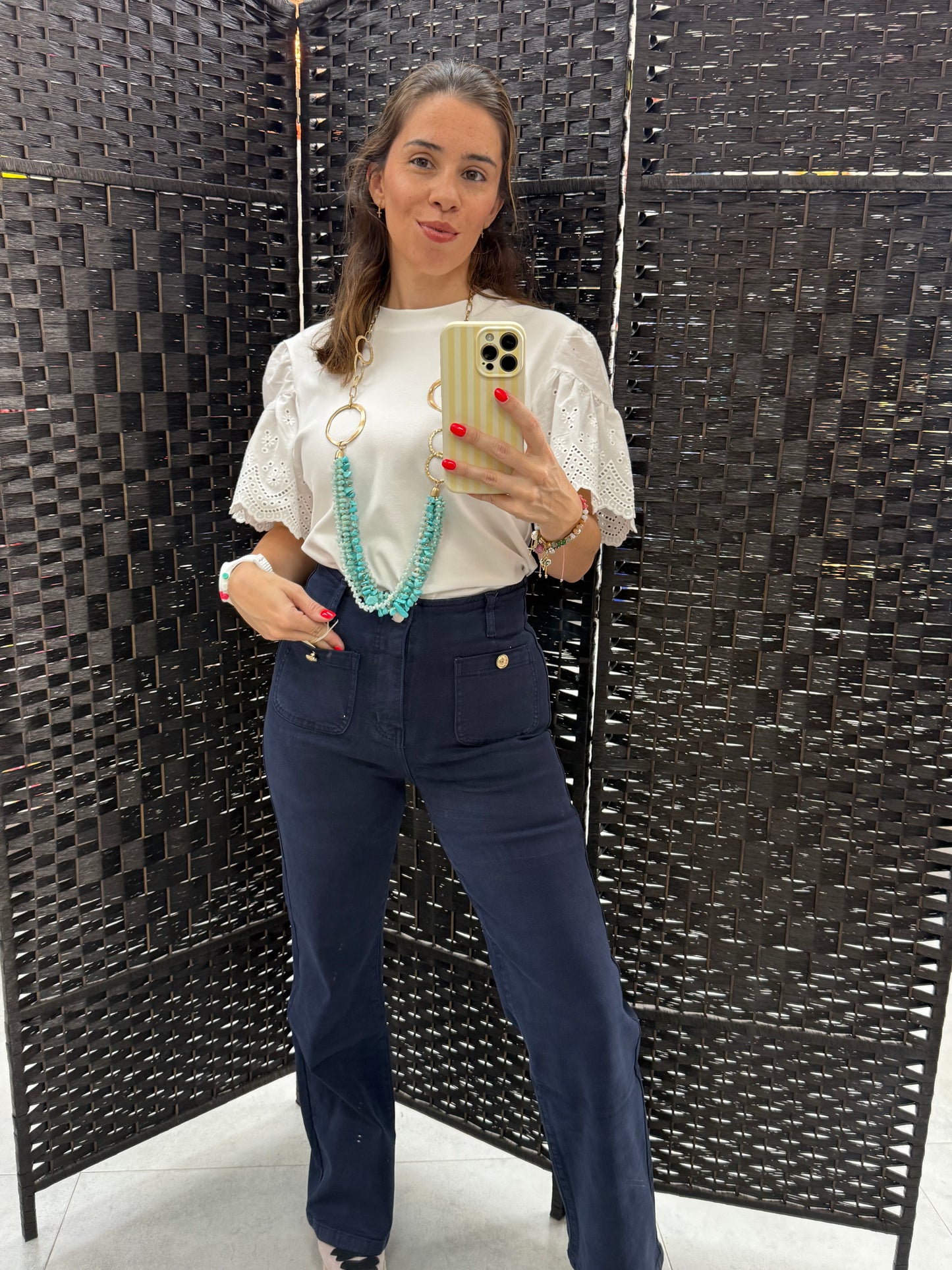 PANTALON VAQUELO ELASTICO AZUL MARINO BOLSILLOS