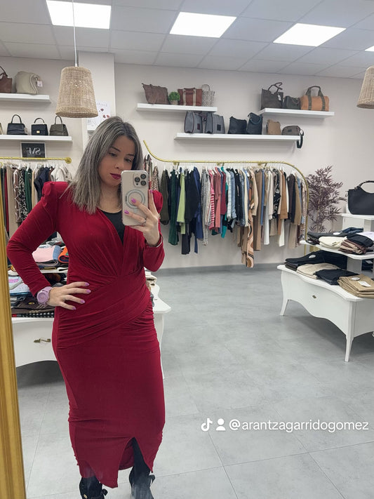 VESTIDO HOMBRERAS ROJO