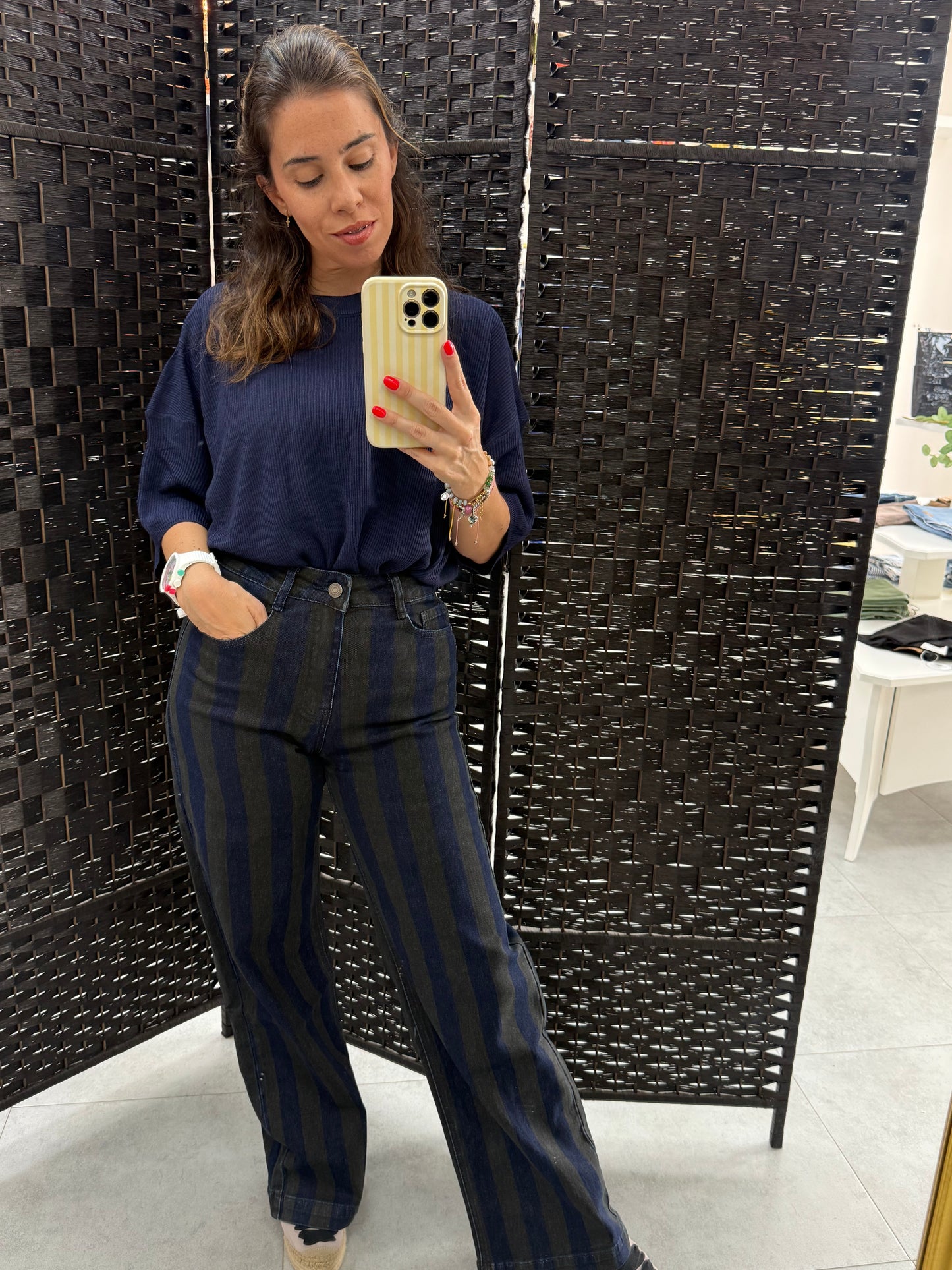 PANTALON VAQUERO RAYAS MARINO