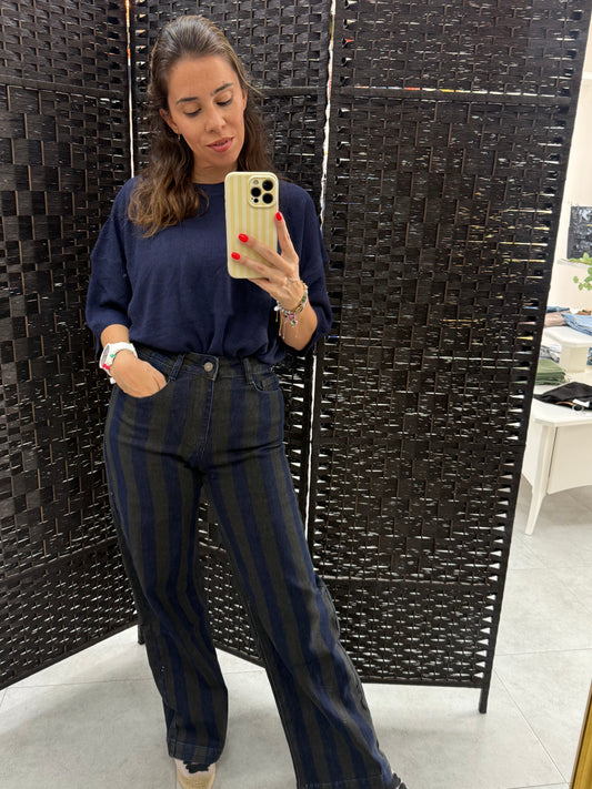 PANTALON VAQUERO RAYAS MARINO