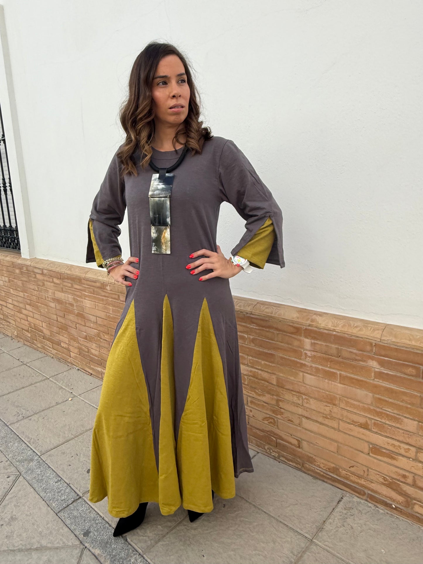 VESTIDO LARGO GODETES  MASON BAMBU ULLASA