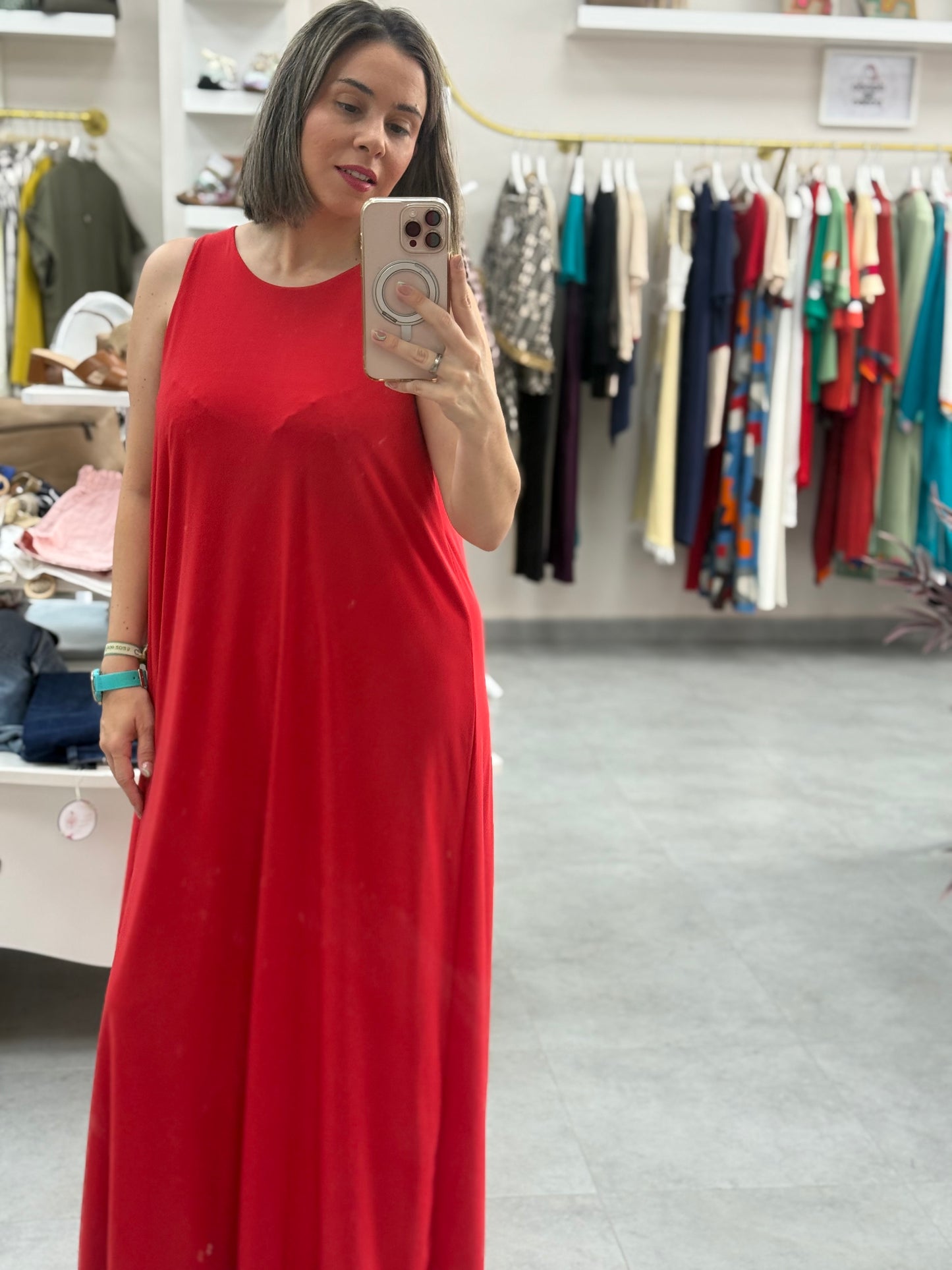 Vestido licra fría rojo
