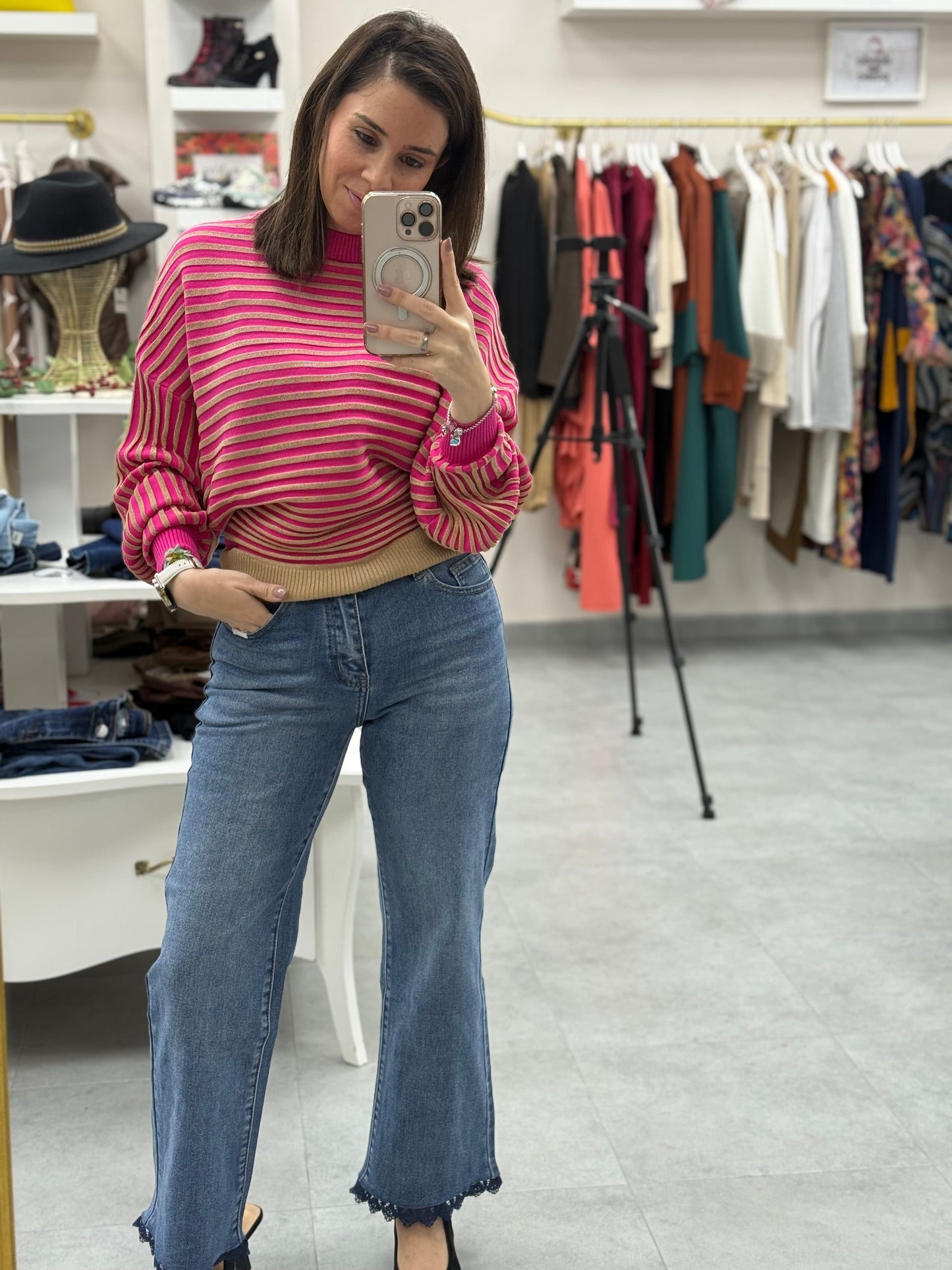 PANTALON VAQUERO REMATE ENCAJE