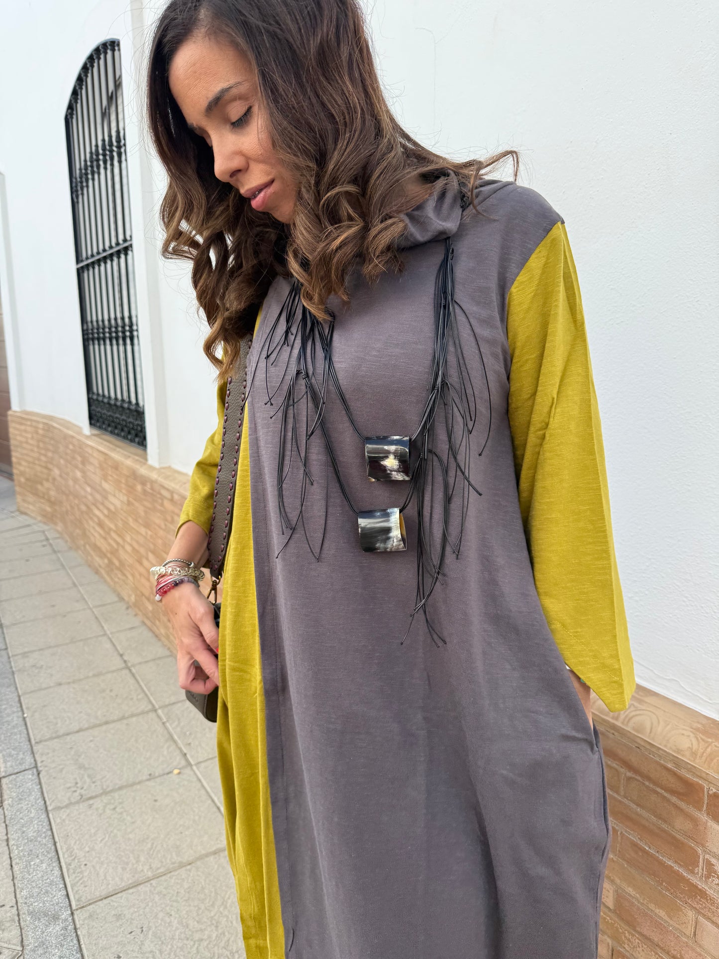 VESTIDO LARGO CUELLO AGNES BAMBU ULLASA