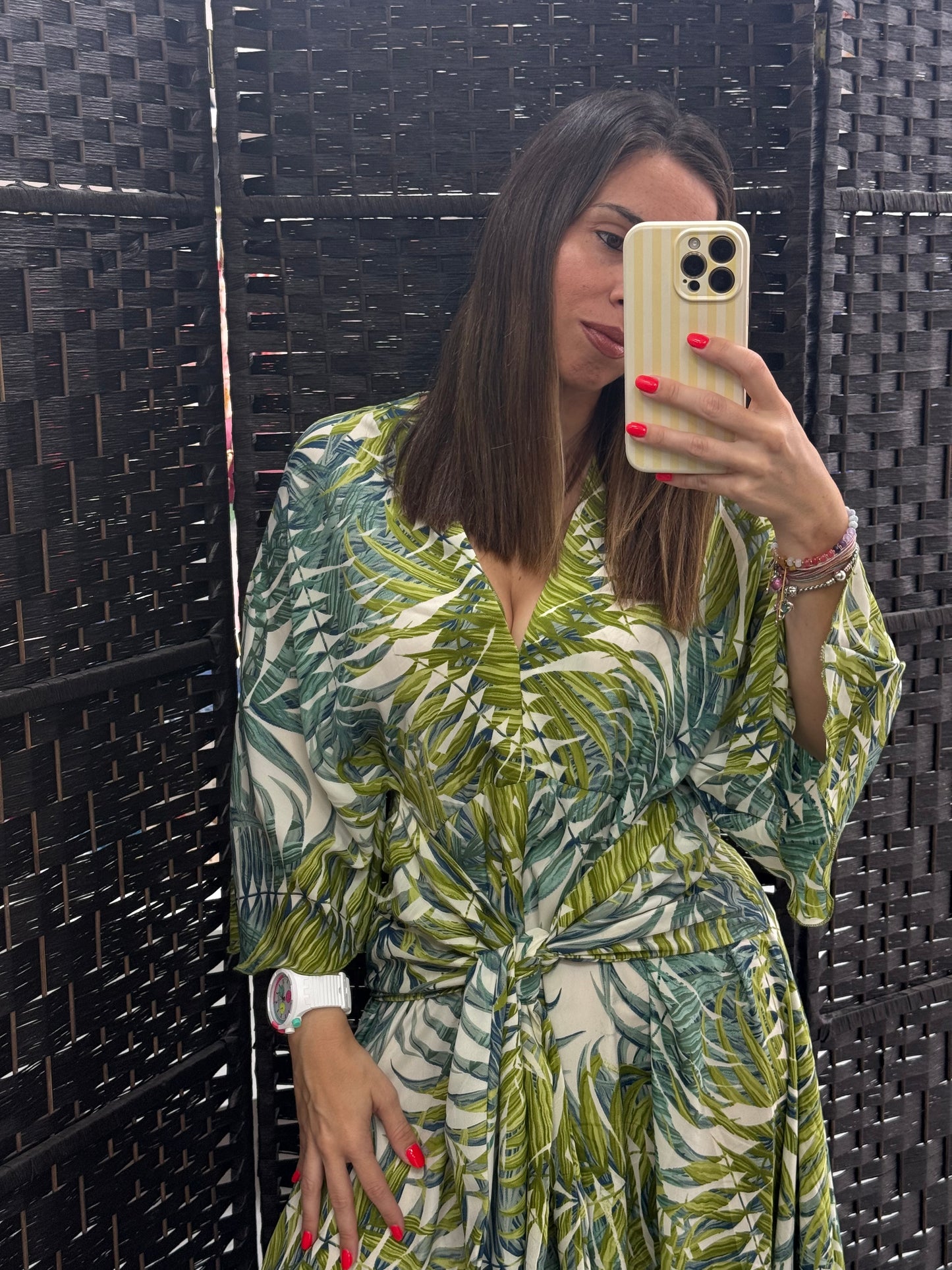 VESTIDO NUDO DULAAR NATURE TONOS VERDES