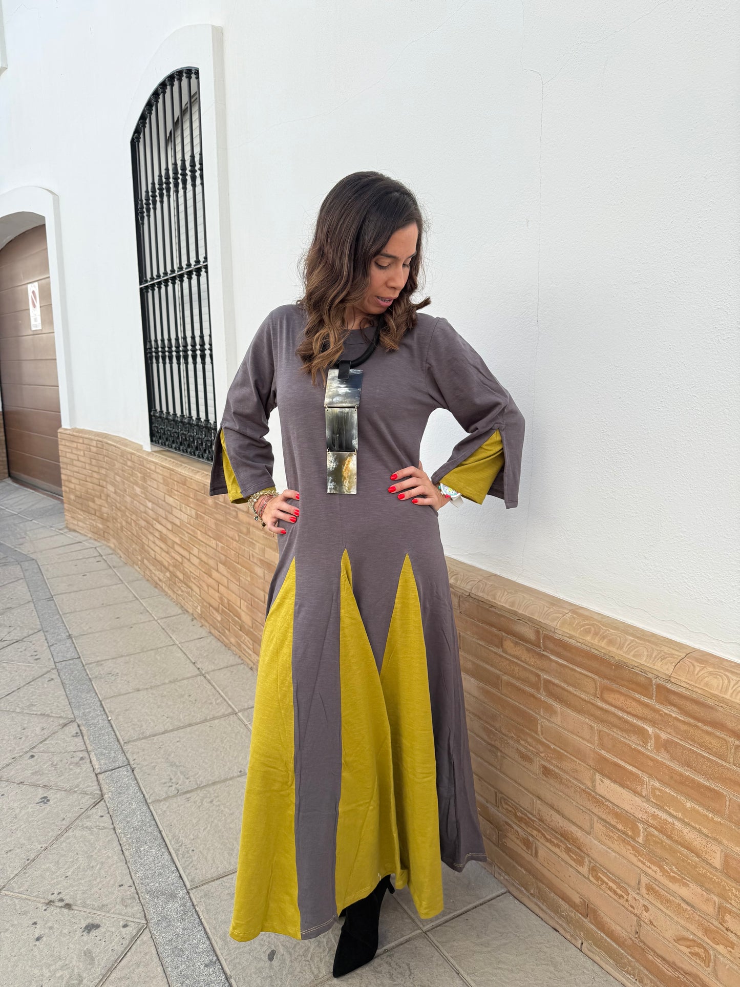 VESTIDO LARGO GODETES  MASON BAMBU ULLASA