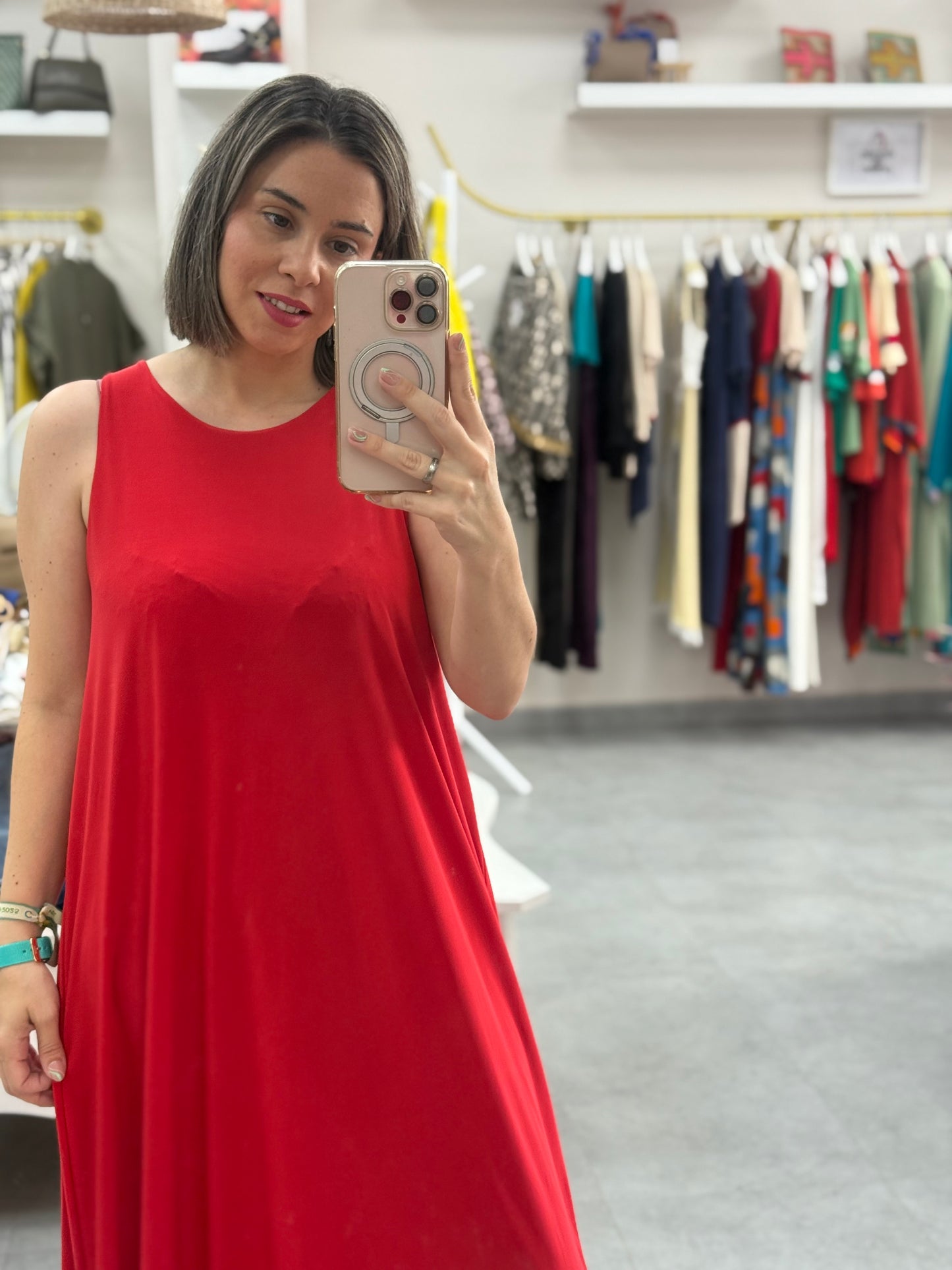 Vestido licra fría rojo