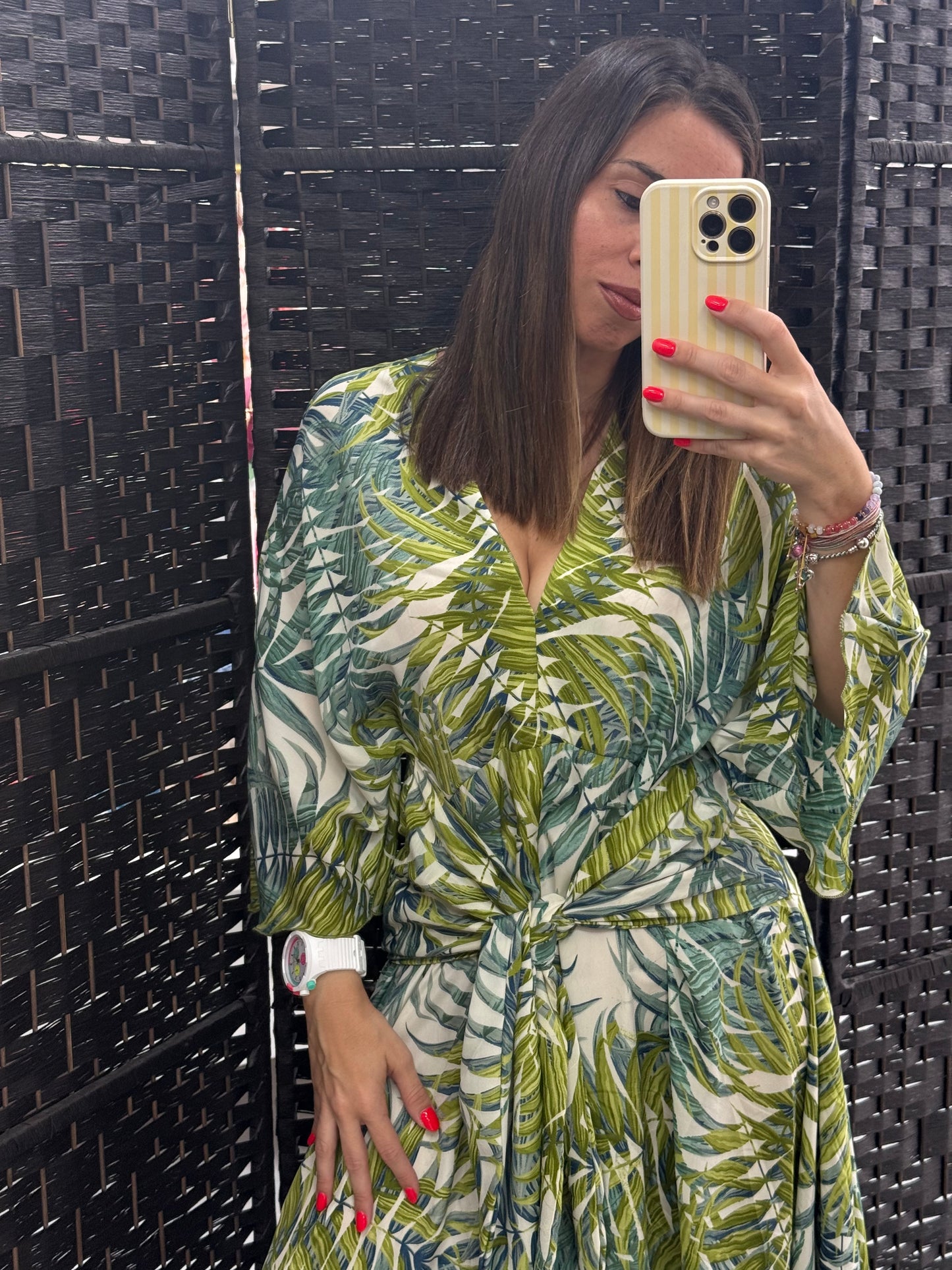 VESTIDO NUDO DULAAR NATURE TONOS VERDES
