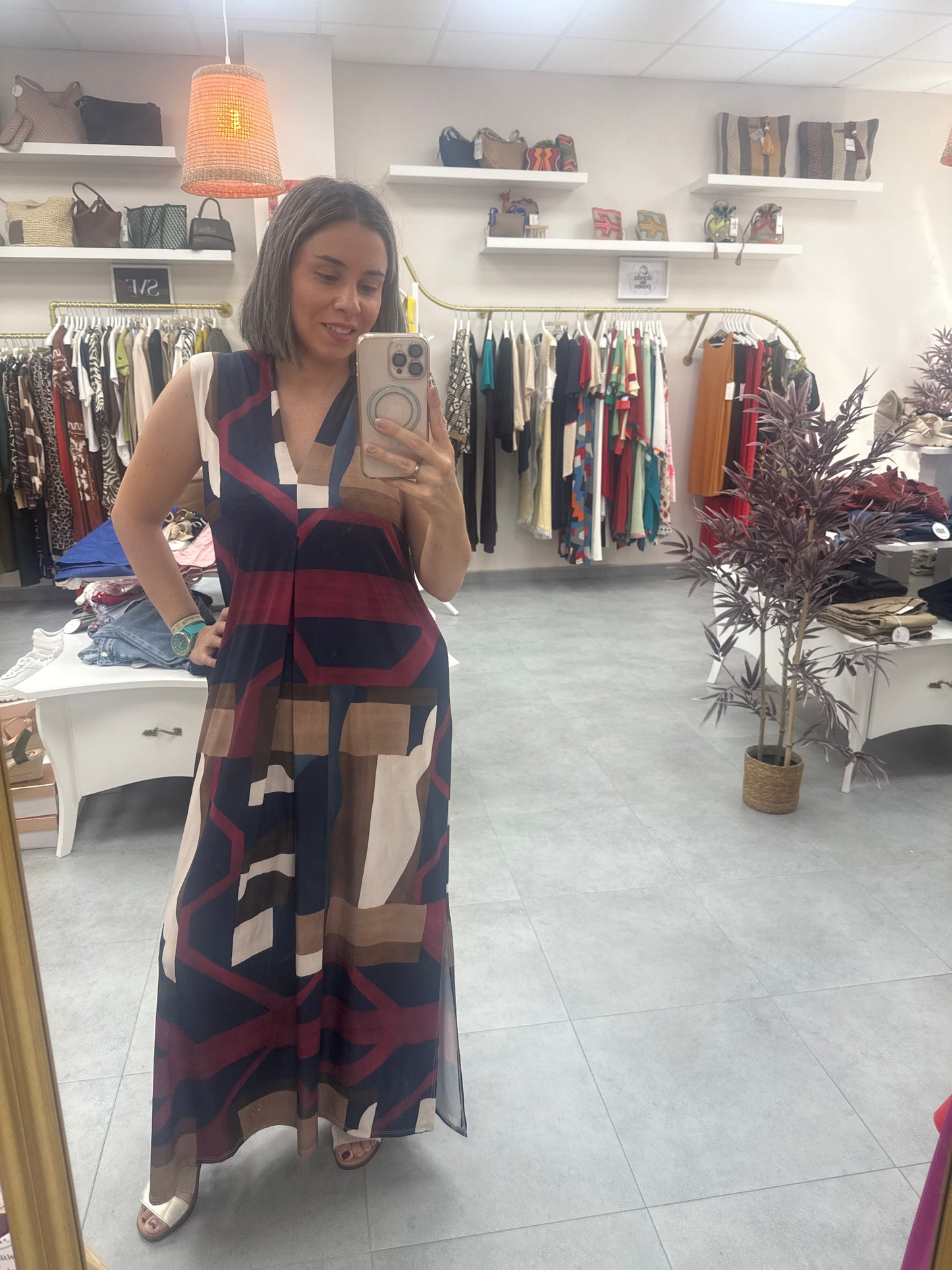 Vestido licra fría cuadros