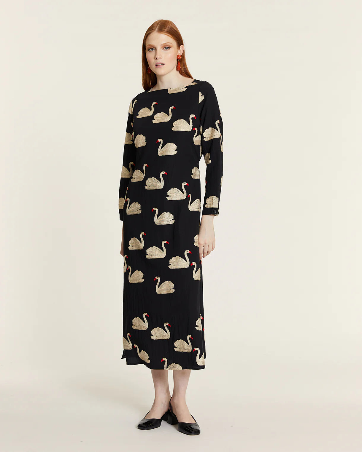 MAXIVESTIDO BORDADO CISNES