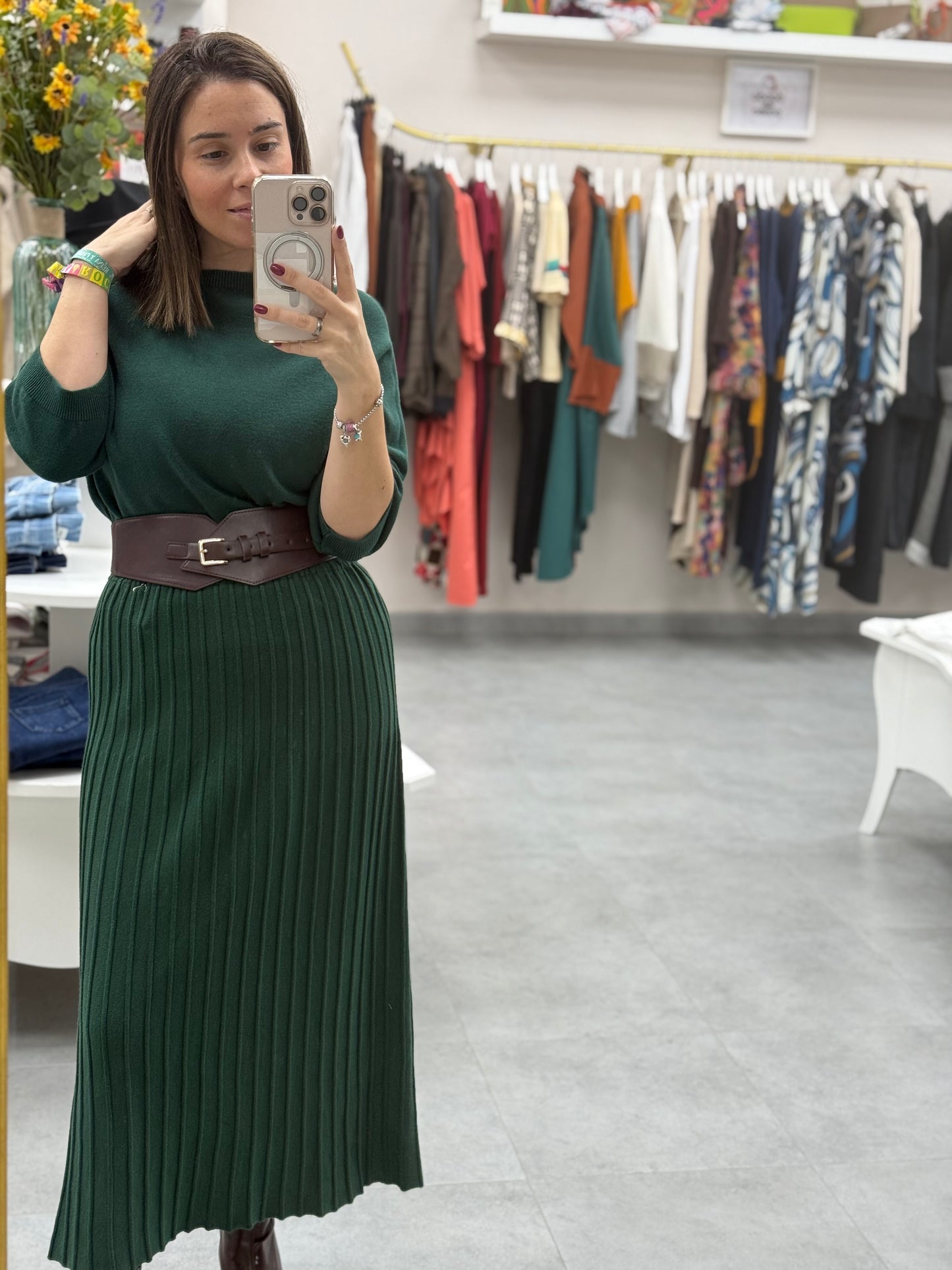 FALDA PUNTO RAYADO CINTURA ELASTICA