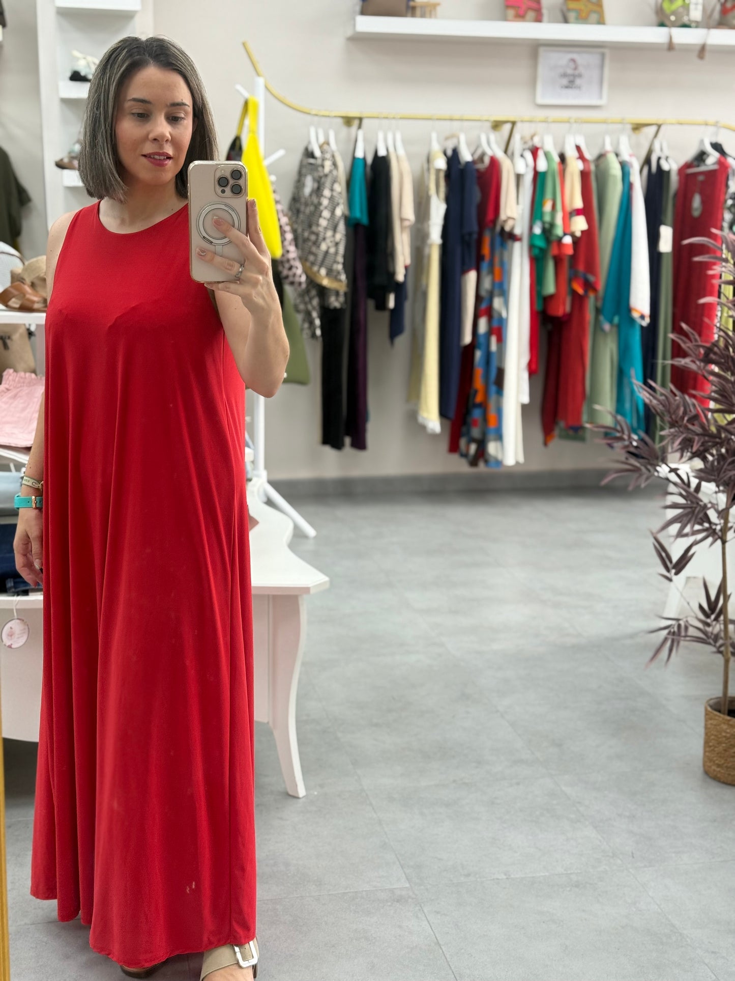 Vestido licra fría rojo