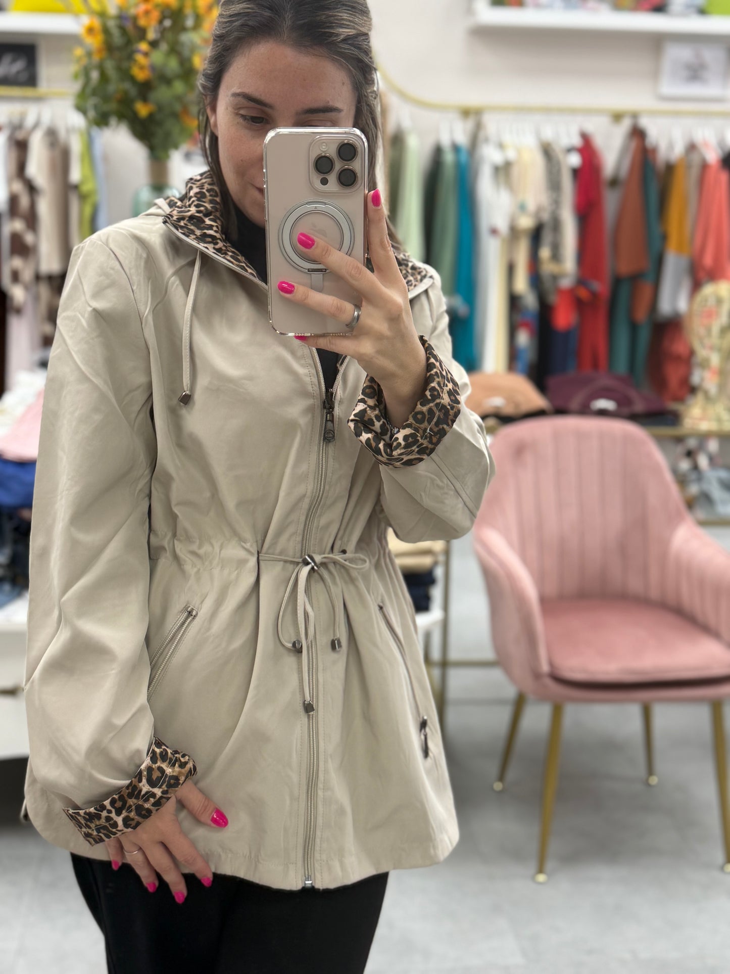 PARKA BEIGE ANIMAL PRINT REVERSIBLE