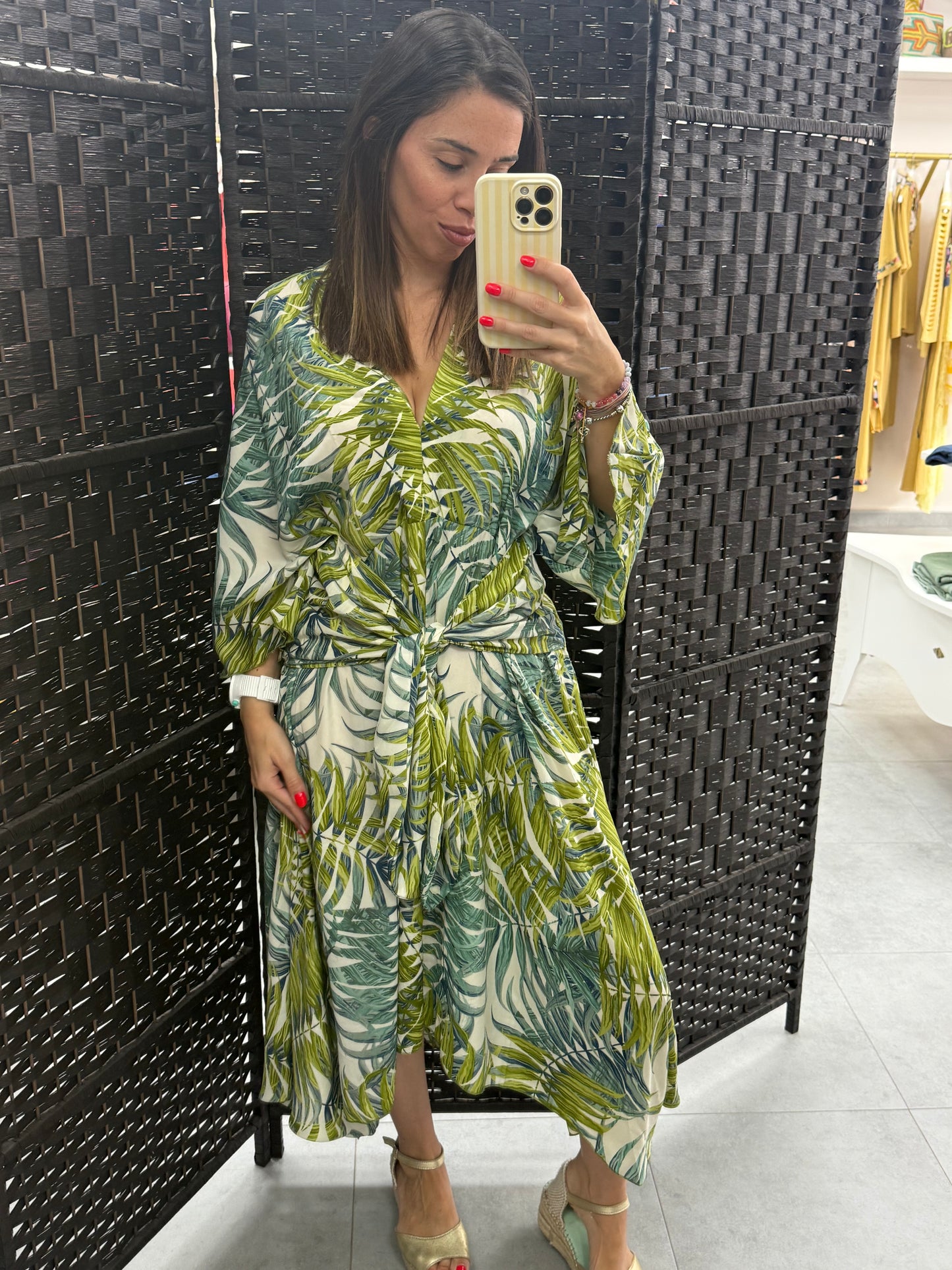 VESTIDO NUDO DULAAR NATURE TONOS VERDES