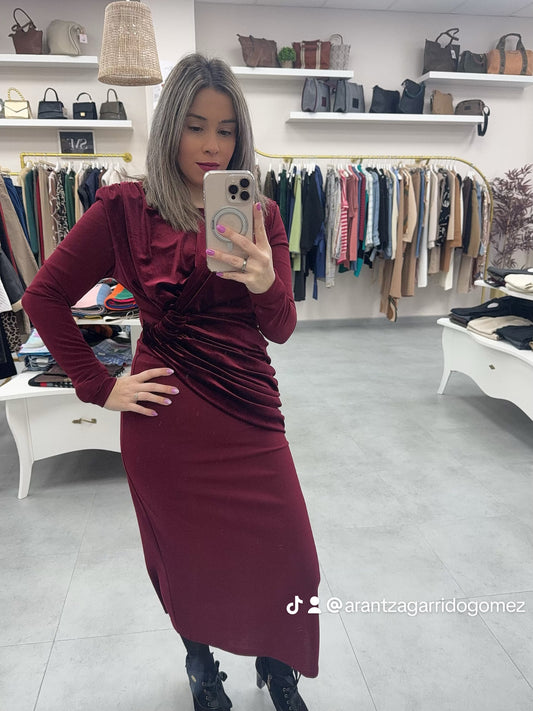 VESTIDO LIBERA BURDEOS