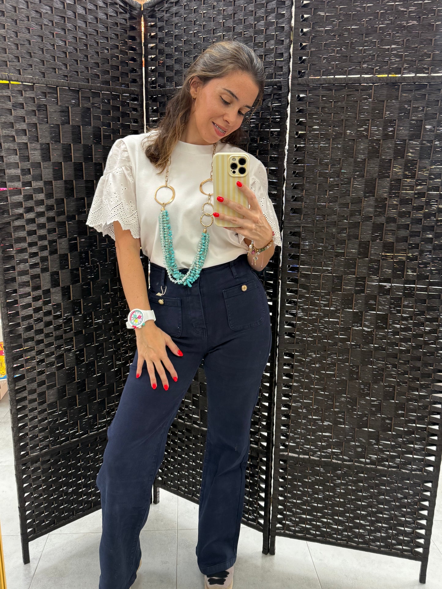 PANTALON VAQUELO ELASTICO AZUL MARINO BOLSILLOS