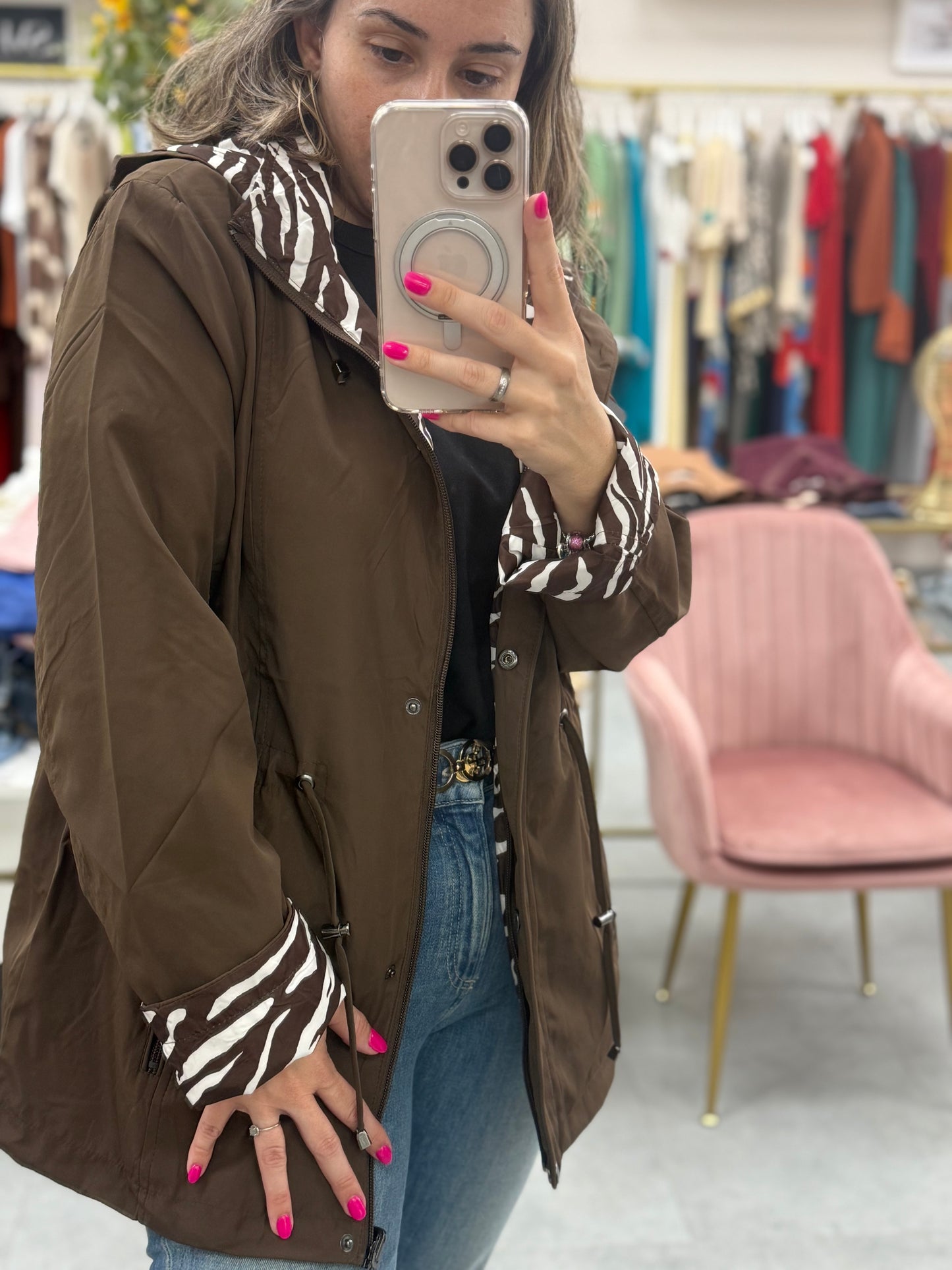 PARKA MARRÓN CEBRA REVERSIBLE