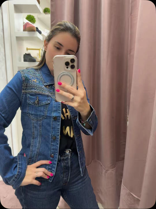CHAQUETA VAQUERA BORDADO Y BRILLOS